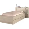 Image de Lit enfant ESCALE 90x190/200 cm - Décor chêne - Tête de lit + 2 tiroirs - L121,5 x H88,6 x P216,8 cm