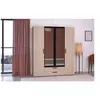 Image de Armoire PARISOT VARIA INDUS 4 portes miroir 2 tiroirs chêne/noir