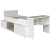 Image de Lit combiné 90 x 190/200 cm avec bureau et rangements - Blanc et naturel - JOCHIANE