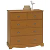 Image de Commode Pin Miel de Style Anglais 5 Tiroirs L 96.2 H 97.4 P 42.5 cm - L 96.2 x l 42.5 x H 94.4 cm