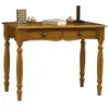 Image de Table A Ecrire Pin Massif Miel 2 Tiroirs Pieds Tournés L 100 H 74.3 P 56.4 cm - L 100 x l 56.4 x H 74.3 cm
