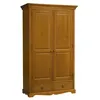 Image de Armoire Penderie Pin Miel 2 Portes 2 Tiroirs 6 Niches L 114.5 H 195 P 54 cm - L 114.5 x l 54 x H 195 cm