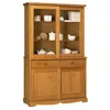 Image de Vaisselier Pin Miel 4 Portes Coulissantes 2 Tiroirs L 121 H 198.8 P 42.3 cm - L 121 x l 42.3 x H 198.8 cm