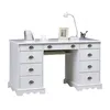 Image de Grand Bureau Blanc 9 Tiroirs de Style Anglais - L 137.5 x l 58.3 x H 74.7 cm