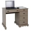 Image de Bureau Taupe 5 Tiroirs Style Anglais - L 100 x l 58.3 x H 74.7 cm