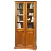 Image de Bibliothèque 4 Portes Merisier 6 Niches 5 Tablettes L 82.4 H 182.2 P 33 cm - L 82.4 x l 33 x H 182.2 cm
