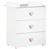 Image de BABY PRICE New Basic Commode a langer 3 tiroirs - Boutons Coeur Rose