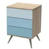 Image de Petite commode 3 tiroirs seventies - bois et bleu