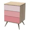 Image de Petite commode 3 tiroirs seventies - bois et rose