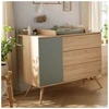 Image de Commode 3 tiroirs 1 porte Sauge Seventies