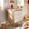Image de Commode 3 tiroirs avec pieds bois décor vanille