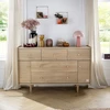 Image de Commode 5 tiroirs et 2 portes décor chêne vintage poignées dorées My Love
