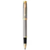 Image de PARKER IM Stylo roller, métal brossé, Recharge noire pointe fine, Coffret cadeau
