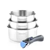 Image de Lot de 3 casseroles inox manche amovible Arthur Martin AM3456