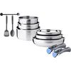 Image de Batterie de cuisine induction - AM2238 - Acier inoxydable - 10 pieces - Poignée amovible - Tous feux dont induction