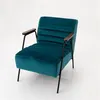Image de Fauteuil Hutch velours bleu canard - Amadeus - Bleu - Tissu
