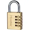 Image de Master Lock 604EURD Cadenas à Combinaison à 4 Chiffres en Aluminium et Finition Laiton, Doré, 8,1 x 4 x 1,8 cm