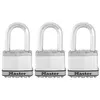 Image de MASTER LOCK Cadenas Très Haute Sécurité [A Clé] [Acier Laminé] [Extérieur] [Pack de 3] [Anse M] M5EURTRILF - Idéal pour les remises, les garages, les clôtures et les portails