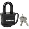 Image de Master Lock 7804EURD Cadenas en Acier Laminé à Clé et Protection Thermoplastique, Noir, 7,8 x 4 x 2,9 cm