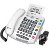 Image de Geemarc SERENTIES Téléphone filaire senior avec transmetteur d'appel d'urgence Écran rétroéclairé Blanc, Téléphone, Blanc