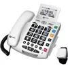 Image de Geemarc Pack SERENTIES Téléphone filaire senior Détecteur de chute Écran rétroéclairé Blanc, Téléphone, Blanc