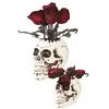 Image de décoration crâne avec roses 30cm - ptitclown 12940