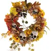 Image de couronne de porte automnal crânes 45cm orange - générique 22972
