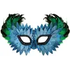 Image de masque loup plume vert écaille irisé bleu adulte - générique 23387