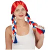 Image de 1 Perruque rouge France avec tresses tricolores: bleu, blanc et rouge REF/32579