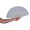 Image de Eventail - Tissu Et Plastique - Blanc - 45 Cm Ouvert - Blanc
