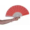 Image de Eventail Tissu Et Plastique Rouge 45cm - Rouge - Unique