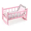 Image de Lit bercelonnette pour poupée 40 cm : Laqué rose, garnissage vanille-fraise