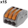Image de Wago - Lot de 15 bornes automatiques à cliquet S222 - 3 entrées   fils rigides et souples 4mm² max - Orange