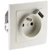 Image de Zenitech - Prise 2P+T 16A encastrable + USB 2,1A - blanc