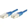 Image de Exertis Connect Câble patch F/UTP, CAT.6a, bleu, 10.0 m Pour 10 Gigabit/s, avec protection contre les courbures (F/UTP, CAT6a, 10 m), Câble réseau