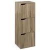 Image de Meuble Etagère 3 Cases de rangement 3 Portes effet bois naturel H 100.5 cm