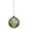 Image de Atmosphera Créateur d'intérieur - Boule de Noël Maxi Fleur "Soir" 8cm Vert & Or