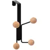 Image de 5Five, Garde-robe + portant, Crochet à boule en bois/métal pour porte de 4 t, noir
