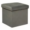 Image de Atmosphera Créateur d'intérieur - Pouf Coffre Pliable en Velours "Lilou" 38cm Gris
