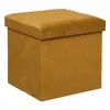 Image de Atmosphera Créateur d'intérieur - Pouf Coffre Pliable en Velours "Lilou" 38cm Ocre