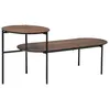 Image de Table basse 2 niveaux en métal noir et bois 118 x 43 cm