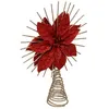 Image de Atmosphera Créateur d'intérieur - Cimier de Sapin Pailleté "Poinsettia" 25cm Rouge & Champagne