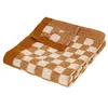 Image de Atmosphera Créateur d'intérieur - Plaid Tricot Damier "Itha" 130x180cm Ocre
