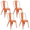 Image de Atmosphera - Lot de 4 chaises en métal NIKO - Orange - Niko
