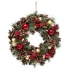 Image de Féérie Lights & Christmas - Couronne de Noël houx et étoiles à suspendre - D. 35 cm - Rouge et vert