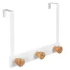 Image de Patère à 3 têtes - 25 x 5 x 20 cm - Bambou - Blanc
