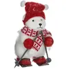 Image de Fééric Lights and Christmas - Ours avec Bonnet & Skis "Étoile" 40cm Blanc & Rouge