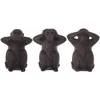 Image de Atmosphera Créateur d'intérieur - Lot de 3 Statues Singes "Sagesse" 24cm Noir