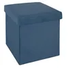 Image de Pouf pliant en velours bleu Tess Atmosphera