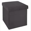 Image de Pouf pliant en velours gris foncé Tess Atmosphera